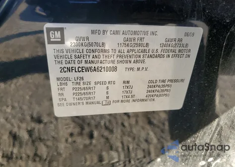 2010 Chevrolet Equinox Ls from USA, damaged, VIN 2CNFLCEW6A6210008